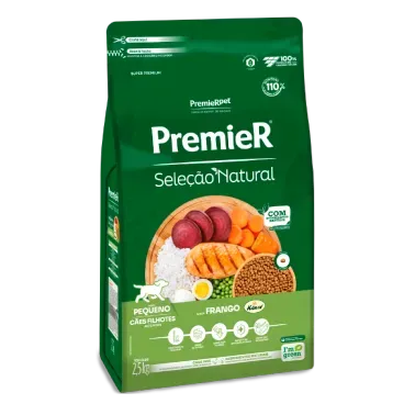 Racao Premier Selecao Natural Caes Filhotes Racas Pequenas Frango 2.5kg lateral